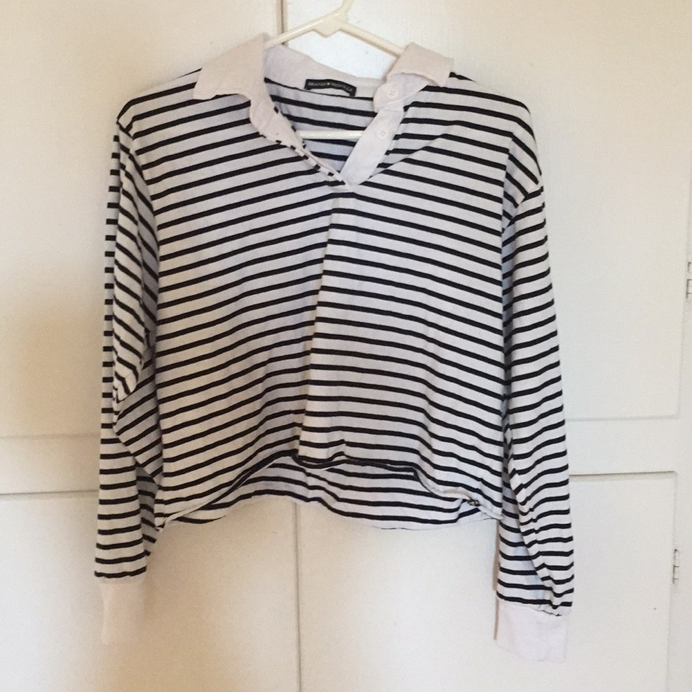brandy melville striped cropped rugby shirt